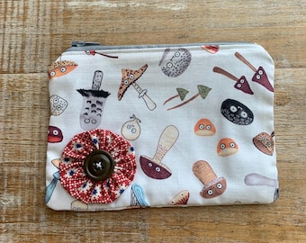 Mushroom Wallet Purse Cottagecore Kawaii Bag Coin Purse Mushrooms Zippered Pouch ID Holder Wallet Zipper Hippie Cottagecore Zipper Pouch