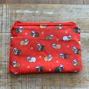Guinea Pig Christmas Wallet Coin Purse Bag Coin Purse Cosmetic Bag Holidays Wallet ID Holder Fabric Wallet Hamster Pet Cute Christmas Bag