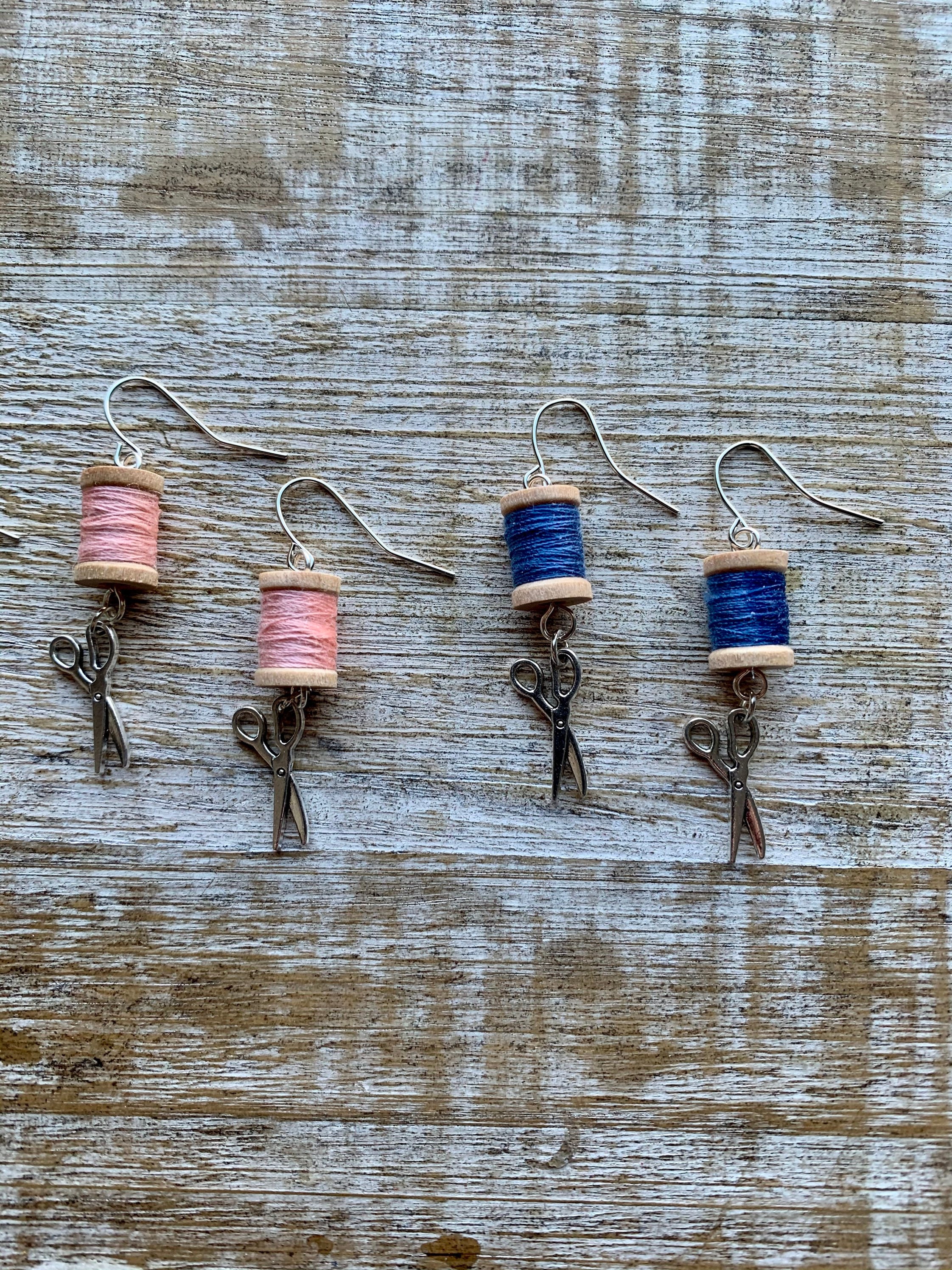 Sewing Thread Earrings Sew Mini Thread Spool Dangle Earrings Etsy