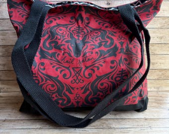 Hail Satan occulte schoudertas zwarte portemonnee gotische schoudertas satanische tas stoffen handtas portemonnee Wicca Baphomet portemonnee schoudertas Tote