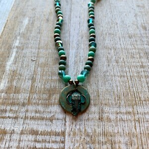 Elephant Patina Necklace Bronze Teal Necklace Elephant Gift Teal Necklace Earthy Necklace