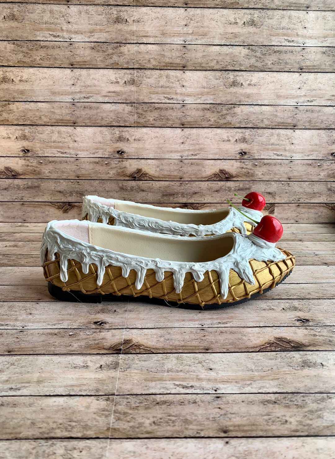 Vanilla Ice Cream Flats Shoes Cherry Shoes Size 37 Plain Vanilla Ice