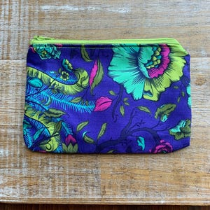 Tula Pink Tail Feathers Wallet Purse Purple Bag Swallow Coin Purse Bag Tula Pink Neon Wallet ID Holder Fabric Wallet Floral Zipper Bag