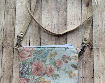 Bolsa transversal floral boho, cores suaves, multicoloridas, bolsa transversal hippie, bolsa transversal de tecido, bolsa transversal floral com zíper, bolsa terrosa
