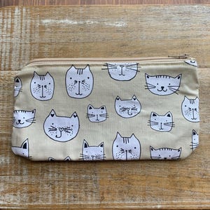 Cat Hipsters Wallet Purse Cartoon Beige Tan Cats Wallet Bag Coin Purse Cosmetic Bag Cat Wallet ID Holder Fabric Wallet Cat Lover Gift Bag