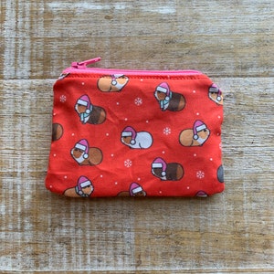 Guinea Pig Christmas Coin Purse Wallet Bag Coin Purse Cosmetic Bag Holidays Wallet ID Holder Fabric Wallet Hamster Pet Cute Christmas Bag