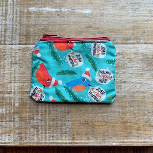 Bah Humbug Christmas Coin Purse Bag Wallet Coin Purse Cosmetic Bag Holidays Wallet ID Holder Fabric Wallet Bird Pet Cute Christmas Bag