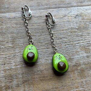 Avocado Clip On Earrings Guacamole Polymer Clay Clip On Earrings Avocado Kawaii Food Clip Earrings Pinup Kawaii Food Kawaii Ear Hangers