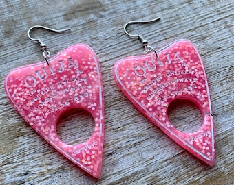 Ouija Board Earrings Planchette Earrings White Planchette Wicca Ouija Earrings Planchette Board Pink Ouija Clip On Earrings Ear Hangers