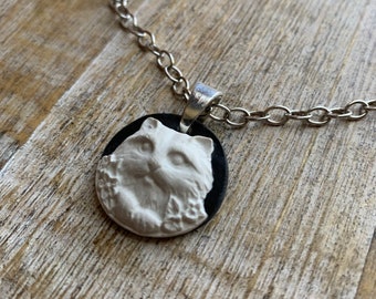 Cat Cameo Polymer Clay Necklaces Adorable Cat Necklace Cat Cameo Clay Cat Necklace Cat Lover Gothic Necklace Black Cat Necklace White Cat