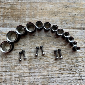 Surgical Steel Tunnel Gauges ONE PAIR 14g-00g Ear Gauges Sold As A Pair Tunnel Gauges Silver Tone Tunnels Steel Tunnels Silver Ear Gauges image 2
