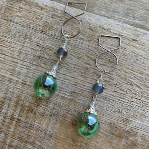 Marble Tunnel Gauge Earrings Upcycled Glass Dangle Tunnel Ear Weights Ear Hangers Stained Glass Czech Glass Ear Hangers Clip On Earrings