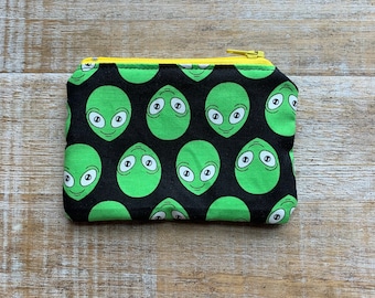 Monedero de extraterrestre de los años 90, bolso de los años 90, monedero, bolsa con cremallera de extraterrestre, porta identificación, bolsa Y2K con cremallera, bolsa con cremallera OVNI, extraterrestre