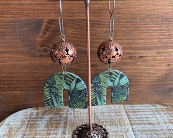 Earthy Tunnel Gauge Earrings Bronze Tunnels Leaves Tunnel Gauge Tunnel Dangle Ear Weight Boho Earthy Ear Hangers Gauge Clip On Earrings