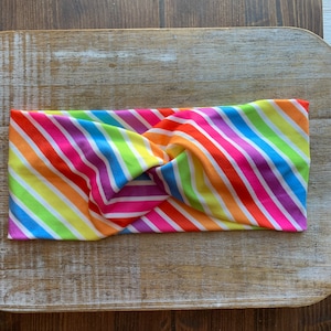 Stretch Headbands Knotted Headbands Twist Headband Stretchy Soft Rainbow Headband Gay Pride Headband Stripe Headwrap