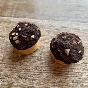 Chocolate Cookie 20mm Plugs White Chip Chocolate Cookie Gauges Cookie Plugs Cookie Gauges Cookie Plugs Wood Plugs Wood Gauges