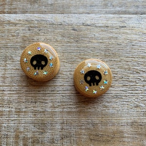 Skull Plugs 20.2mm 13/16 Plugs Gothic Gauges Black Plugs Skul Plug Gauges Occult Oddity Plugs Gothic Star Plugs Wood Plug Double Flare Plugs
