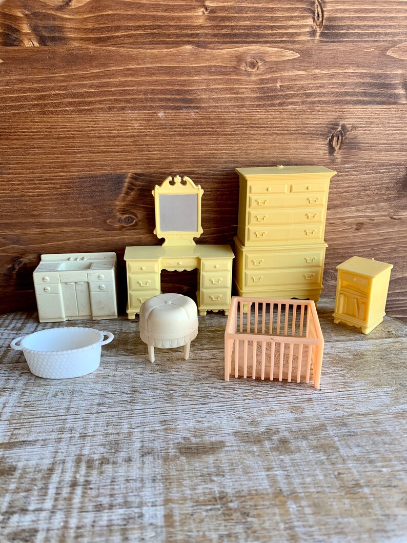 Vintage Marx Dollhouse Furniture Beige Plastic Miniature Etsy