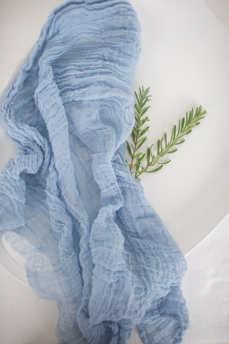 Light Dusty Blue Table Runner Gauze Runner Cheesecloth Etsy