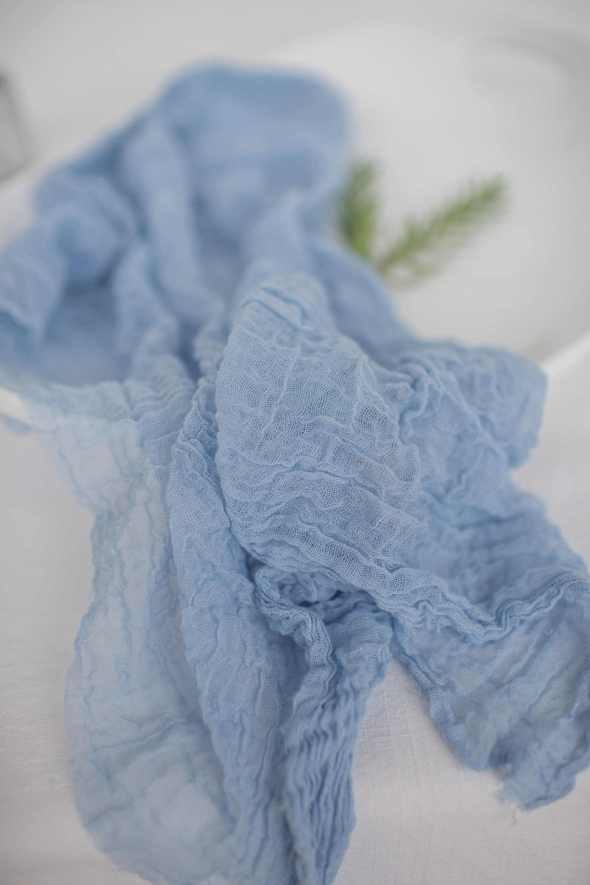 Light Dusty Blue Table Runner Gauze Runner Cheesecloth Etsy