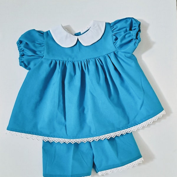 New and Original Design for a little girl. Molly outfit. Includes dress and shorts.  Super cute !