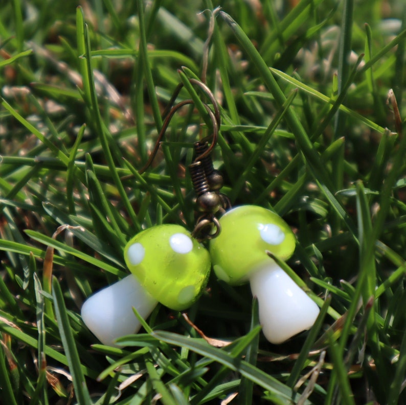food earrings,fairy earrings plus free stickers!14 colors of glass mushroom earrings glass earrings toadstool earrings BUY 3 GET 1 FREE