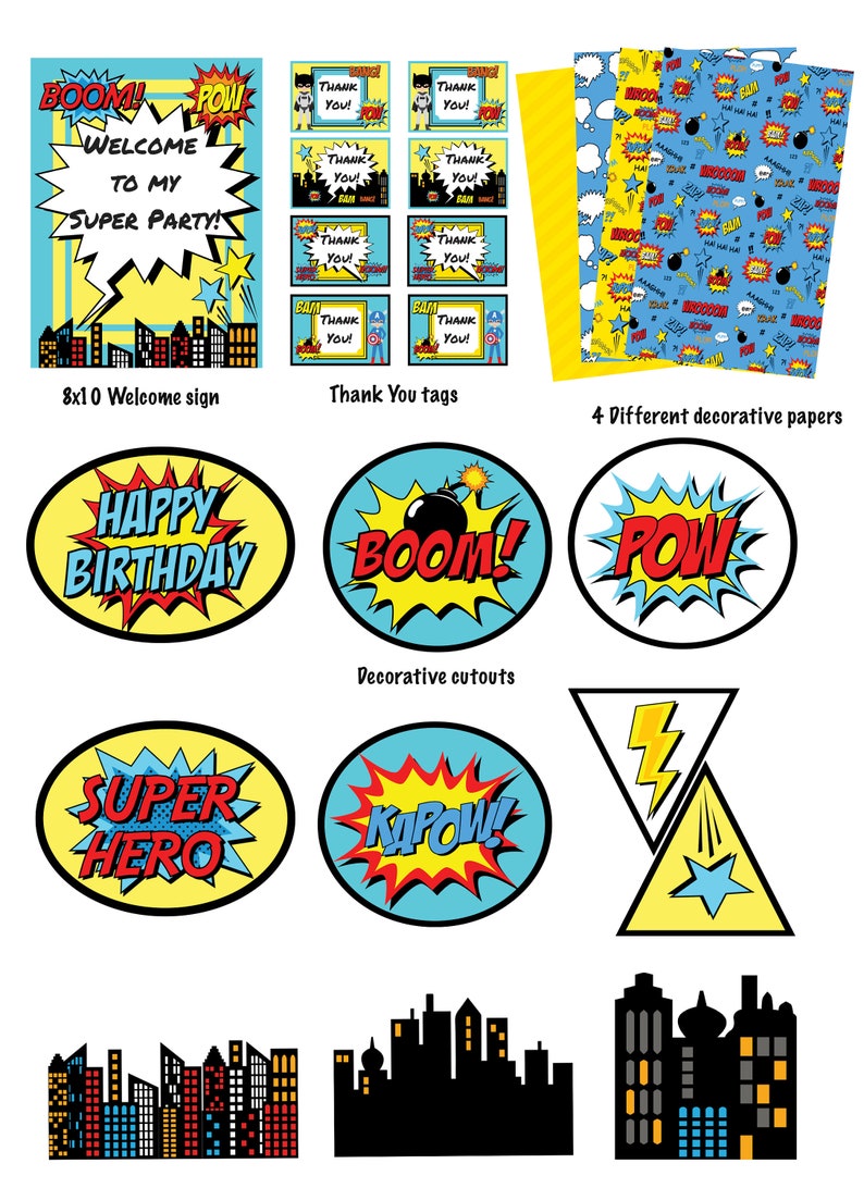Super Hero Birthday Party Printables Super Hero Party - Etsy