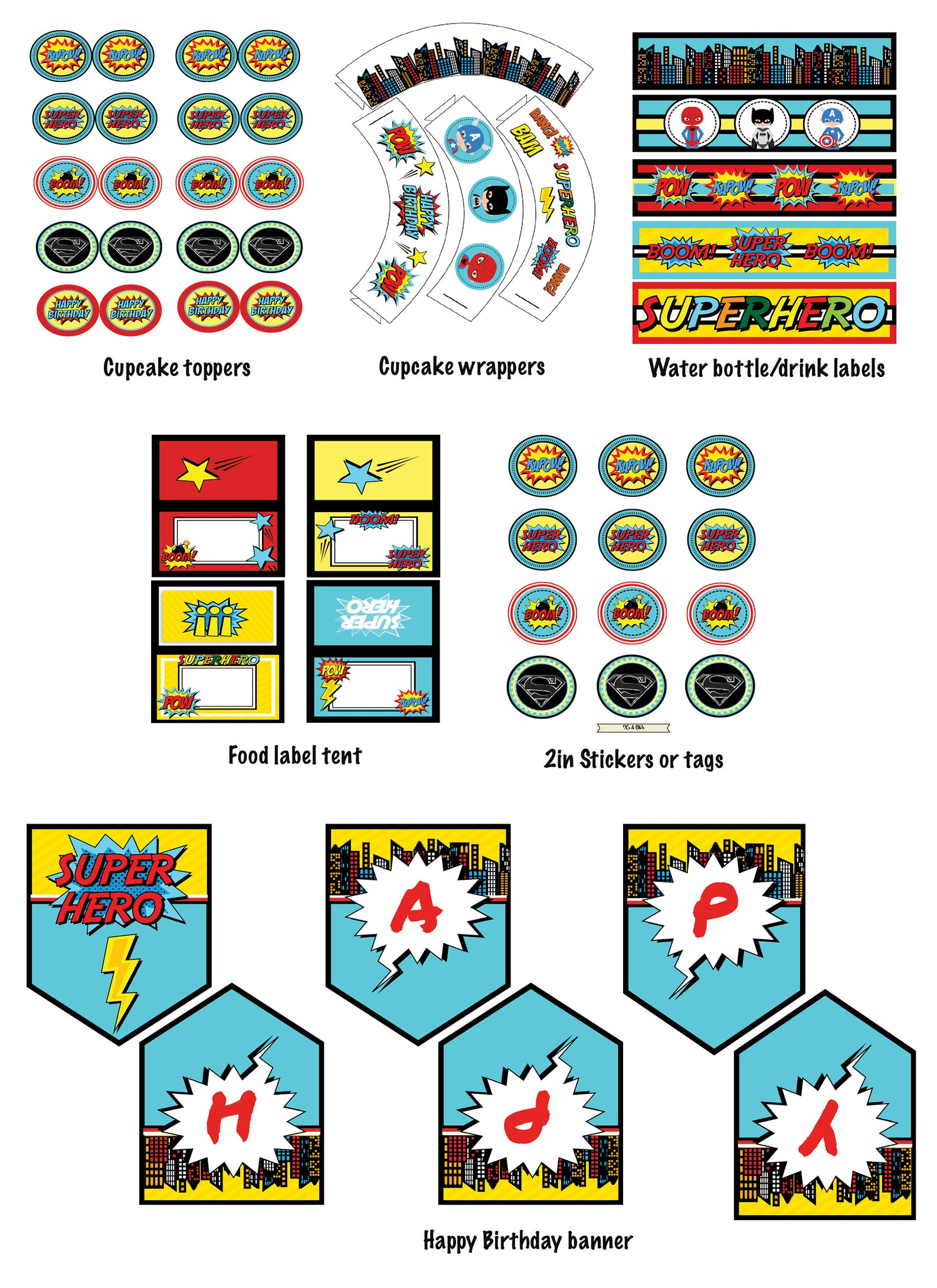Super Hero Birthday Party Printables Super Hero Party - Etsy