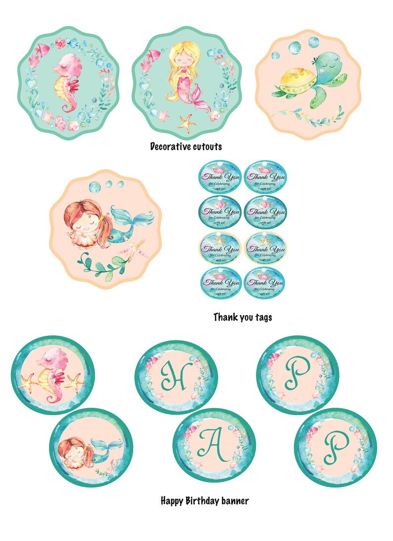 Girls Mermaid Birthday Party Printables Mermaid Party - Etsy