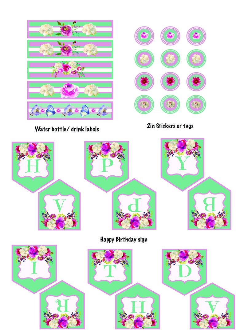 Girls Flower Birthday Party Printable Flower Party Etsy