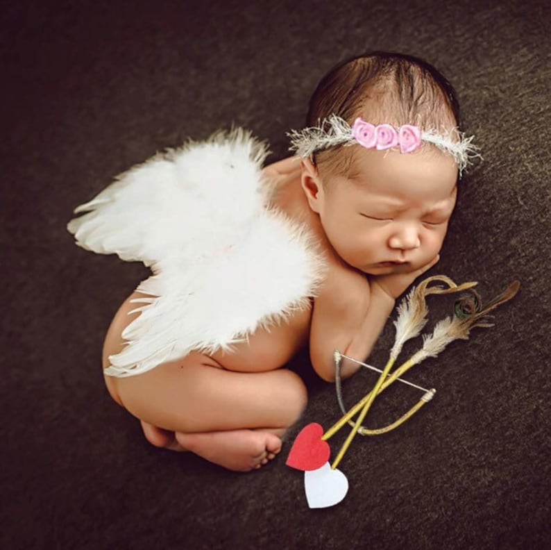 Baby Wings, Newborn Baby Lovely White Feather Angel Wings with Headband