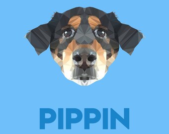 Custom Geometric Low Poly Triangle Pet Illustrations & Prints of your cat, dog or other animal companion.