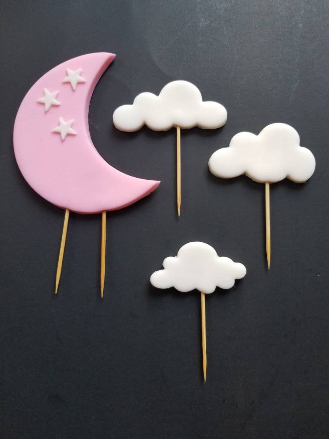 Edible Moon and Cloud Fondant Cake Topper Baby Shower Cake Etsy