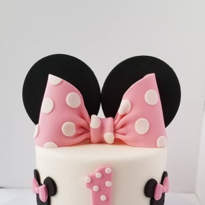 Edible Fondant Bow and Ears Cake Topper, Bow Topper.