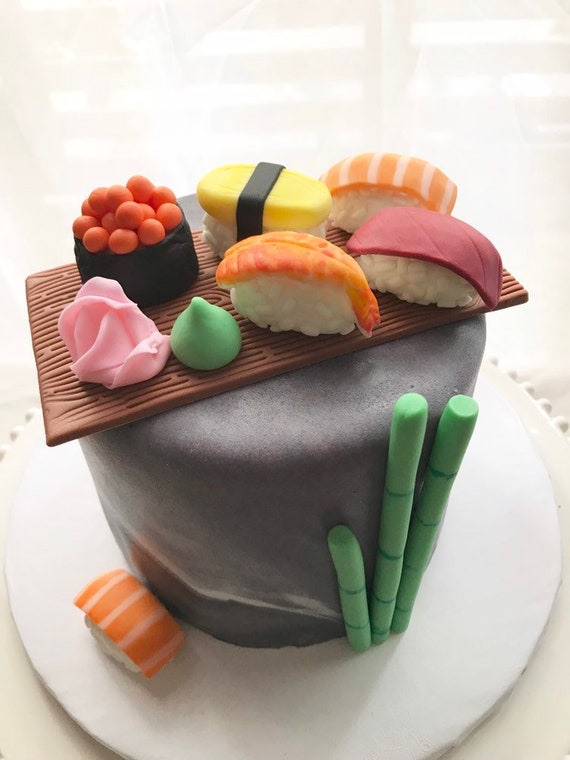 Topper Comestible De Gateau De Sushi De Fondant Etsy Topper Comestible De Gateau De Sushi De Fondant Etsy