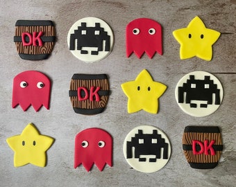 12 Edible Arcade Fondant Cupcake Toppers