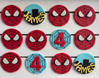 12 Edible Superhero Fondant Cupcake Toppers
