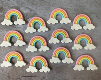 12 Edible Rainbow Cupcake Toppers