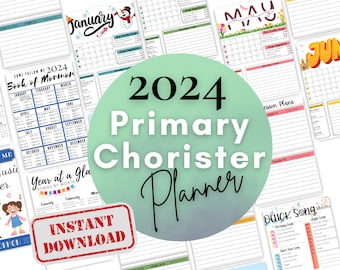 2024 Primary Music Leader Planner, LDS Singing Time Binder, Primary Chorister, 2024 New Testament CFM Schedule, Instant Download Printable