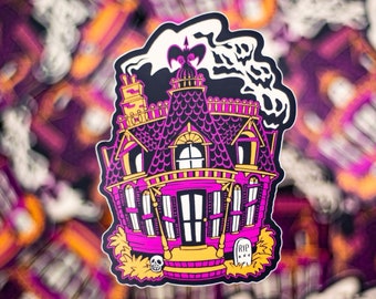 Retro Halloween Hooligan Haunted House Sticker
