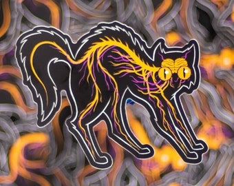 Nervous Cat Halloween Sticker