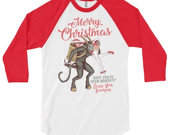 Krampus 3/4 sleeve raglan shirt