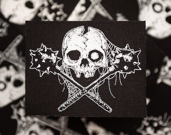Skulls and Maces Cloth Canvas Patch