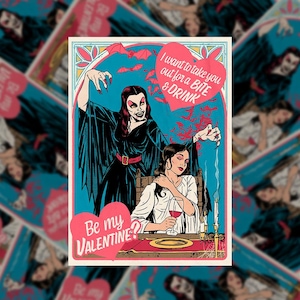 LGBTQ + Quiero invitarte a salir Tarjeta de felicitación del día de San Valentín Drácula / Vampiro