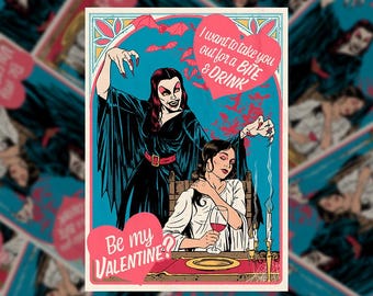 LGBTQ + Voglio portarti fuori Biglietto di auguri per San Valentino Dracula / Vampiro