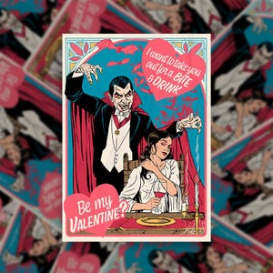 Eu quero te levar para sair Cartão de felicitações do dia dos namorados Drácula / Vampiro