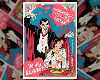 I Want To Take You Out Valentines Day Greeting Card Dracula / Vampire