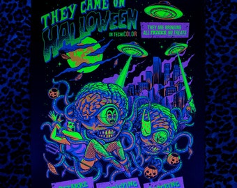 They Came On Halloween Black Light Poster