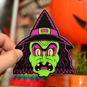Retro Halloween Hooligan Witch Sticker