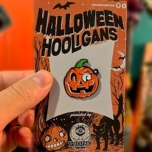 Retro Halloween Hooligan Jack O Lantern Enamel Pin